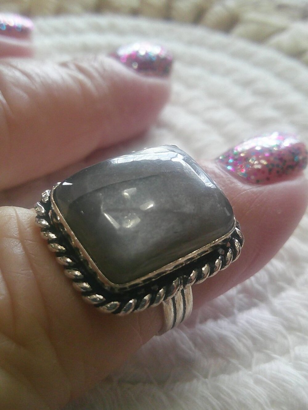 Gorgeous CHOCOLATE MOONSTONE Handmade Sterling 925 Ring Size 6.25 #294F
